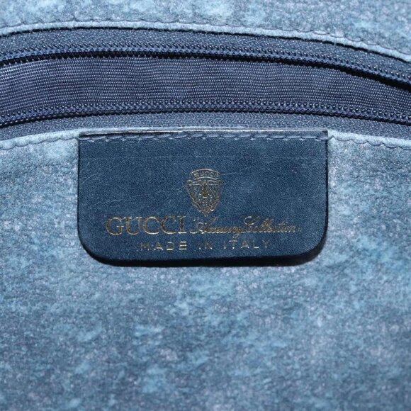 GUCCI GG Supreme Sherry Line Hand Bag PVC Leather Navy Red - Picture 13 of 16